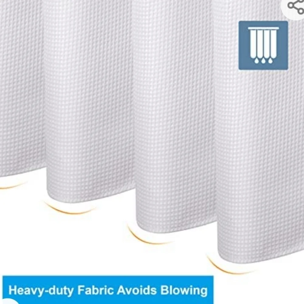 AmazerBath White Waffle Textured Shower Curtain with Spa-like Feel 72
